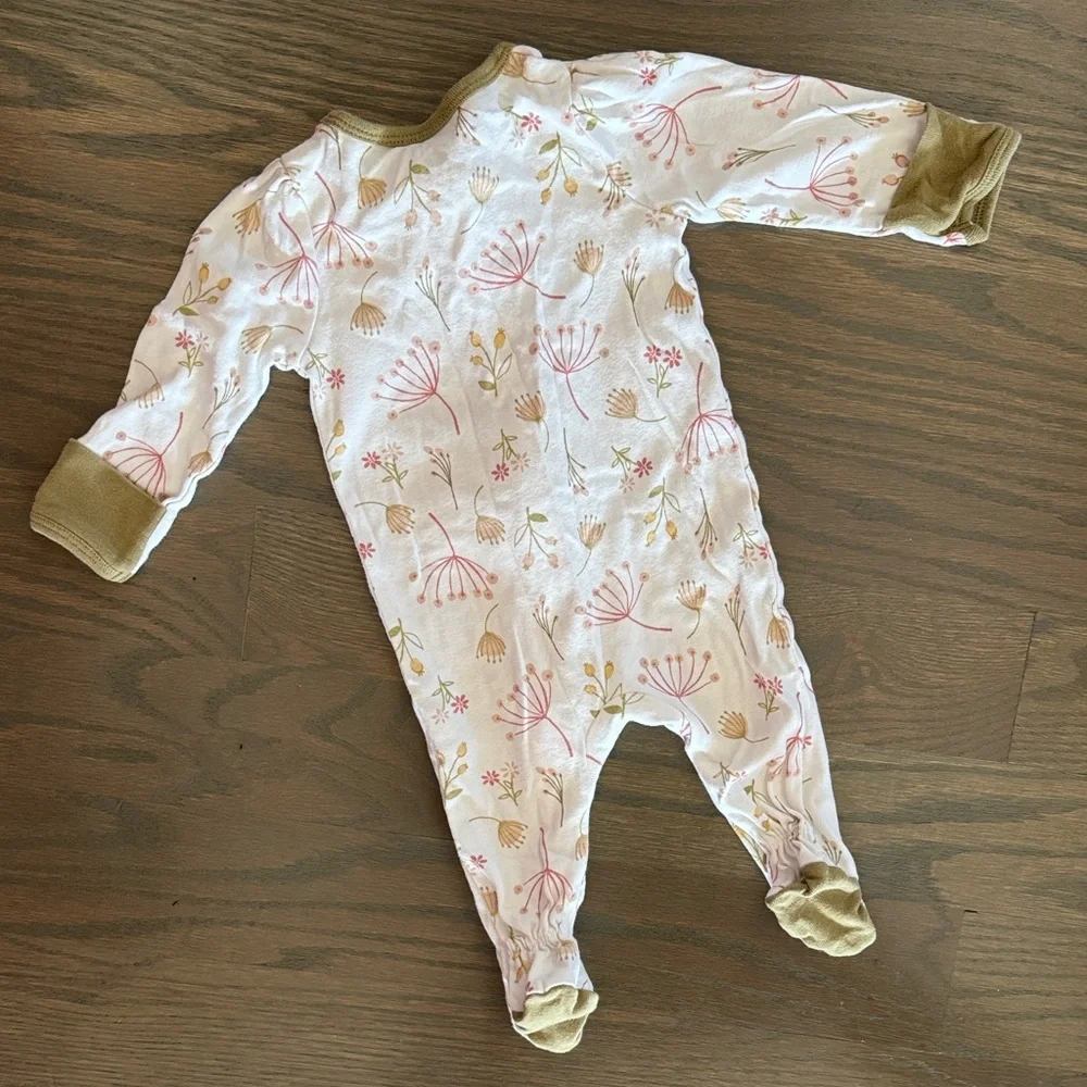Cloud Island 3-Pack Baby Footie Sleepers 0-3M Pink Floral Animal Cotton